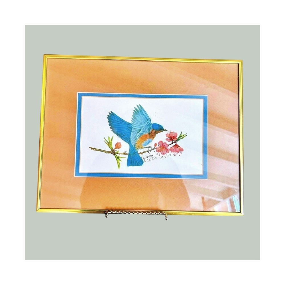 Bluebird Limited Edition Lithograph Signed E. Melton Framed Art